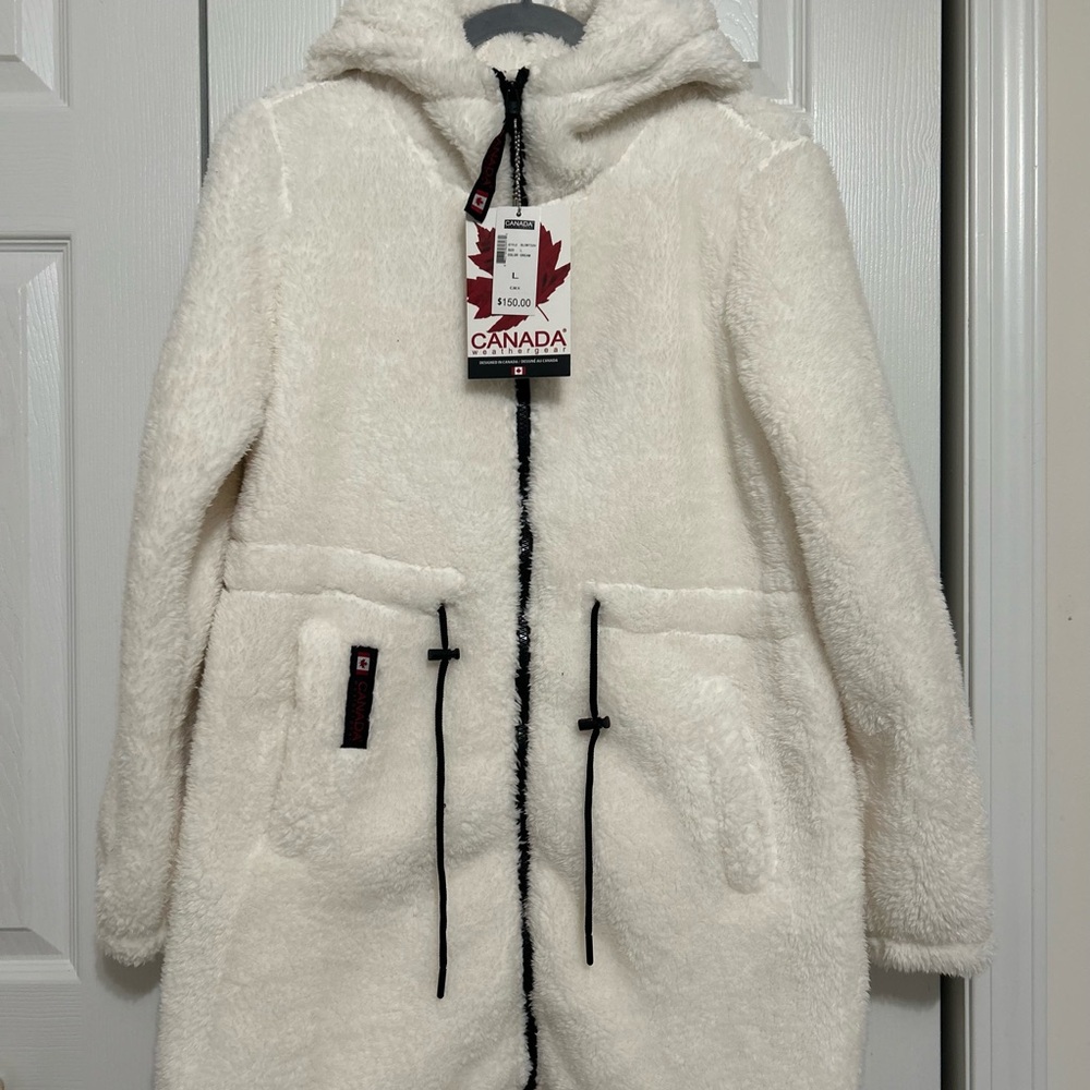 Canada Goose White Teddy Jacket with Hood
